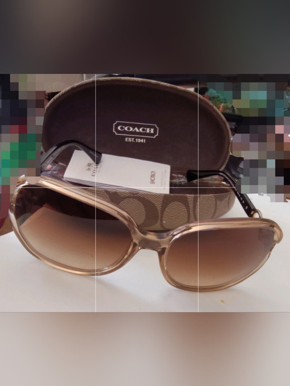 Women’s Coach 532013 Crystal Light Brown/Dark Tort Sunglasses with Case n Lens G